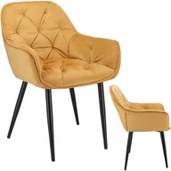Krzesła - Krzesło LARGO, tapicerowane, welurowe, 60x62x82 cm, musztardowe - miniaturka - grafika 1