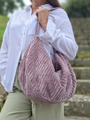 Torebki damskie - Sztruksowa torba hobo Wrzosowa - miniaturka - grafika 1