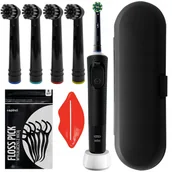 Końcówki do szczoteczek elektrycznych - Oral-B Vitality Pro D103 Protect X Clean (Cross Action Black) + 4 końcówki precision czarne + etui czarne - miniaturka - grafika 1