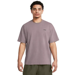 Męski t-shirt z nadrukiem Under Armour UA M Hw Os Logo Wash Ss - beżowy - UNDER ARMOUR - Koszulki sportowe męskie - miniaturka - grafika 1