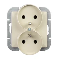 Gniazdka elektryczne - Abex Gniazdo podwójne do ramek Perła - beż - miniaturka - grafika 1
