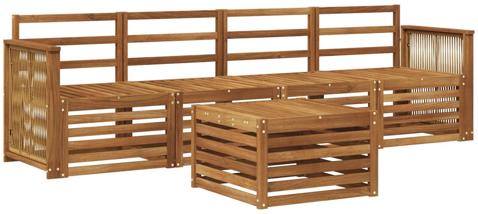 vidaXL Zestaw sof na zewnątrz 5 pcs naturalny Lite Drewno Akacji