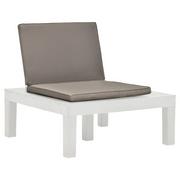 Fotele i krzesła ogrodowe - vidaXL Siedzisko ogrodowe z poduszką, plastik, białe - miniaturka - grafika 1