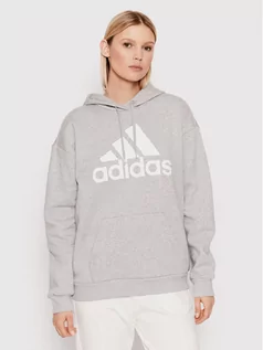 Bluzy damskie - Adidas Bluza HD1748 Szary Loose Fit - grafika 1