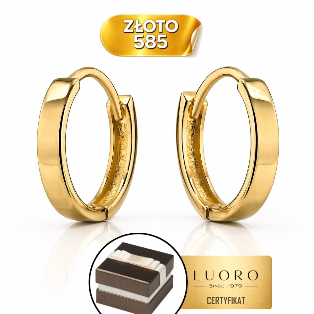 KOLCZYKI ZŁOTE 585 14K GŁADKIE KOŁA NA KREOLU 11 MM ELEGANCKIE