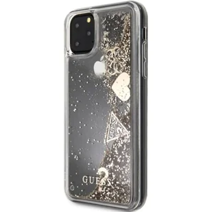 Guess Liquid Glitter Charms - Etui na iPhone 12 / iPhone 12 Pro złoty GUHCP12MGLHFLGO - Etui i futerały do telefonów - miniaturka - grafika 1