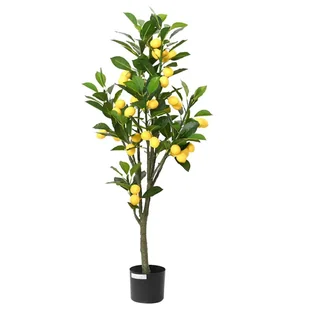 vidaXL Sztuczne drzewo cytrynowe 136 liści 120 cm zielone - Sztuczne kwiaty - miniaturka - grafika 1