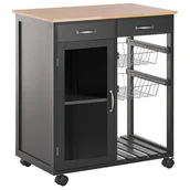 Wózki na żywność - Wózek Kuchenny 2 Szuflady Czarny Boves - miniaturka - grafika 1