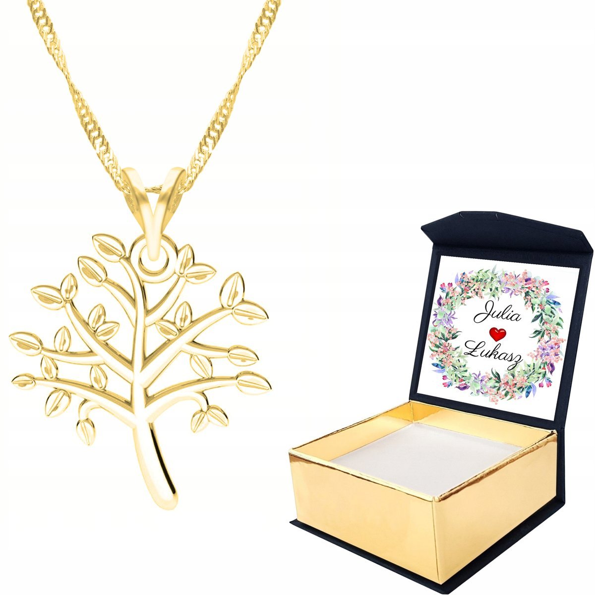Naszyjnik złoty 925 Drzewo Życia + WŁASNY NADRUK