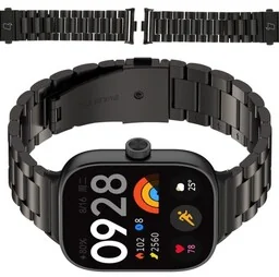 Bizon Pasek ze stali nierdzewnej Strap Watch Aura do Xiaomi Redmi Watch 4 / Smart Band 8 Pro / 9 Pro, czarny - Akcesoria do smartwatchy - miniaturka - grafika 1