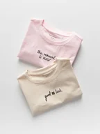 Koszulki dla dziewczynek - Reserved - Bawełniany t-shirt z haftem 2 pack - wielobarwny - miniaturka - grafika 1
