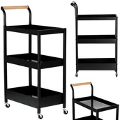 Meble fryzjerskie - Wózek pomocnik fryzjerski kosmetyczny spa do salonu półki regał na kółkach mobilny do salonu czarny - miniaturka - grafika 1