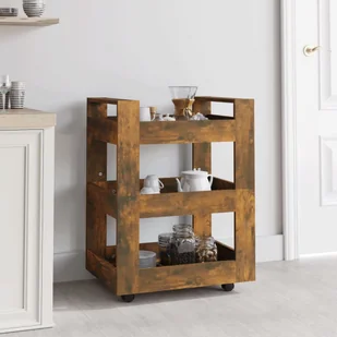 Wózek kuchenny dąb wędzony 60x45x80 cm materiał drewnopochodny - Wózki kuchenne - miniaturka - grafika 1