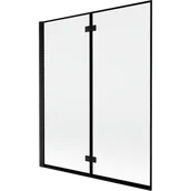 Parawany nawannowe - Mexen Mist parawan nawannowy 2-skrzydłowy lewy 140 x 150 cm, czarna ramka, czarny - 8A9-140-002-70-70-L - miniaturka - grafika 1