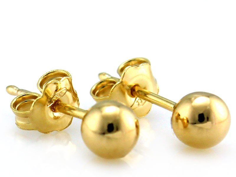 Złote kolczyki 585 na sztyfcie kulki 6mm 1.10g
