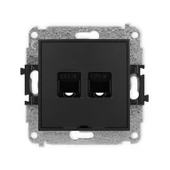 Gniazdka elektryczne - Karlik Gniazdo komputerowe 2xRJ45 kat. 5e ICON - czarny mat - miniaturka - grafika 1