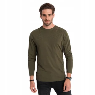 Longsleeve męski 100% bawełna basic ciemnooliwkowy V7 OM-LSBL-0106 r. XL - Koszulki męskie - miniaturka - grafika 1