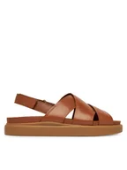 Sandały damskie - Clarks Sandały Aristella Sun 26181258 Brązowy - miniaturka - grafika 1