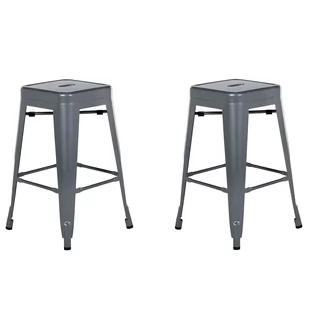 Zestaw 2 stołków barowych metalowych 60 cm szary CABRILLO - Taborety i hokery - miniaturka - grafika 1