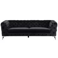Sofy i kanapy - Beliani Sofa trzyosobowa welwet czarna SOTRA - miniaturka - grafika 1