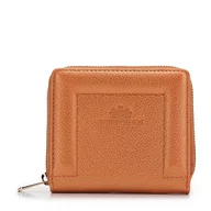 Portfele - Damski portfel skórzany z ozdobnym brzegiem mały pomarańczowy - miniaturka - grafika 1