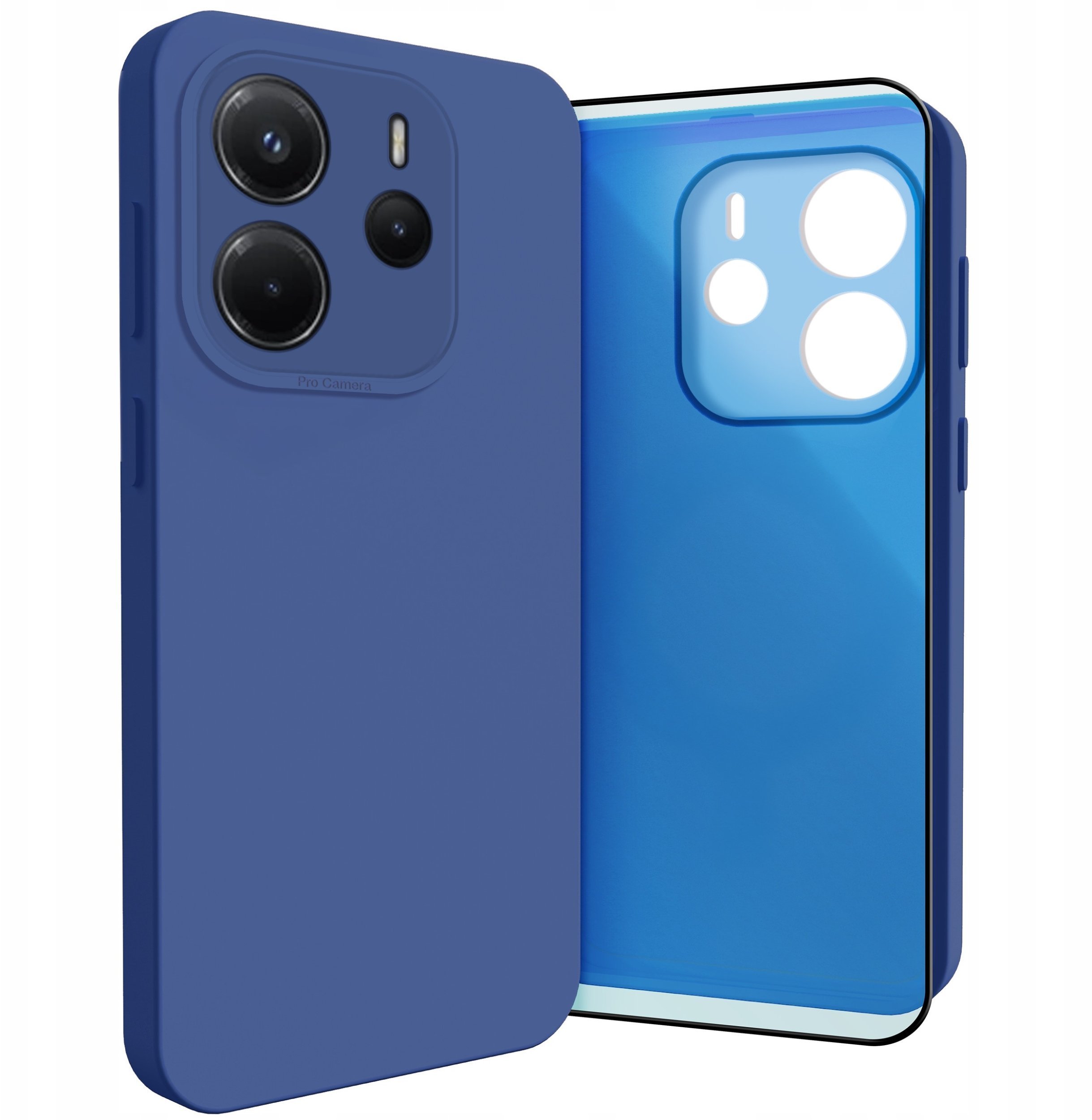 Etui do Xiaomi Redmi Note 14 4G Osłona Kamery, Granatowe, Plecki Szkło
