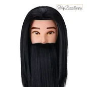 Pozostałe akcesoria fryzjerskie - Główka treningowa z brodą fryzjerska Gabbiano WZ4 syntetyczne włosy, kolor 1H, długość 8"+6" - miniaturka - grafika 1