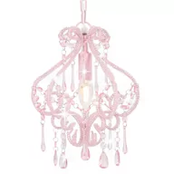 Lampy sufitowe - GSTORE Lampa sufitowa z koralikami różowa okrągła E14 GS-281595 - miniaturka - grafika 1