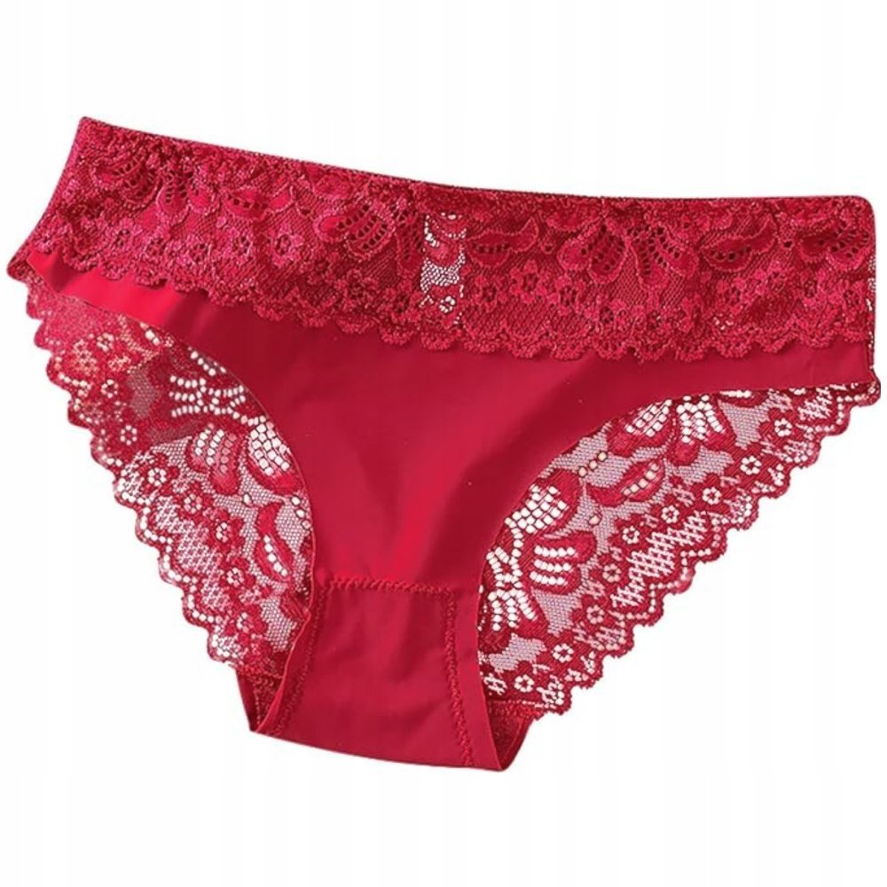 SEK SOWNE KORONKOWE MAJTKI DAMSKIE FIGI KORONKA LASEROWO CIĘTE KOLOR BORDO ROZMIAR M/L