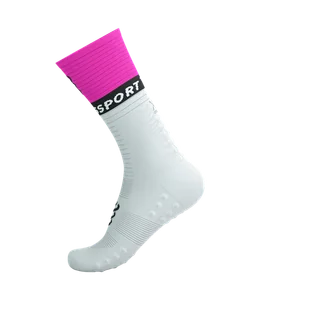 COMPRESSPORT Skarpetki kompresyjne do biegania MID COMPRESSION SOCKS V2.0 white/safety yellow/neon pink - Skarpetki sportowe męskie - miniaturka - grafika 9