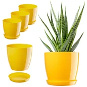 Donice - Doniczka na kwiaty z podstawką Agen 20cm żółty 3szt - miniaturka - grafika 1