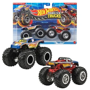 Hot Wheels Monster Trucks Dwupak Ciężarówek 2-Pak Autek Samochodzików Hot Wheels Racing #1 & Hot Wheels Racing #4 - Samochody i pojazdy dla dzieci - miniaturka - grafika 1