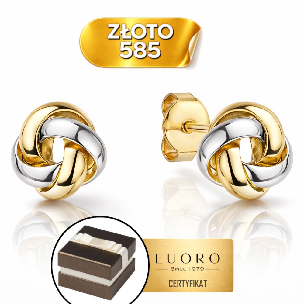 KOLCZYKI ZŁOTE 585 14K SUPEŁKI RODOWANE DELIKATNE SZTYFT 0,75 CM