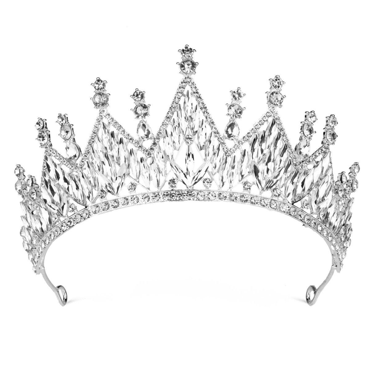 DIADEM Korona Tiara MISS GLOW ŚLUBNY srebrny cyrkonie KRYSZTAŁY