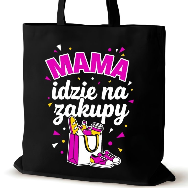 Torba bawełniana dla MAMY czarna na ramię nadrukiem duża śmieszna