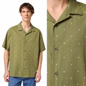 Koszule męskie - Wrangler RESORT SHIRT Dusty Olive LUŹNA ZIELONA KOSZULA KRÓTKI RĘKAW XL - miniaturka - grafika 1
