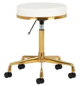 Fotele kosmetyczne - Taboret kosmetyczny H4 złoty biały - miniaturka - grafika 1
