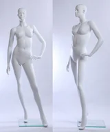 Manekiny wystawowe - K4698-6 piękna kobieta stojąca abstrakcyjny biały matowy lakierowany manekin manekin okno - miniaturka - grafika 1