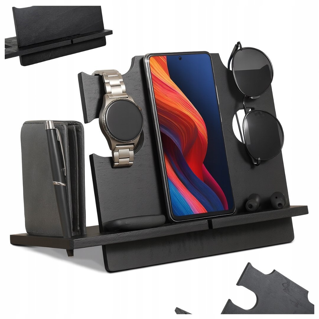 DREWNIANY STOJAK NA AKCESORIA ORGANIZER TACA WYSTAWNA - PIĘKNY PREZENT