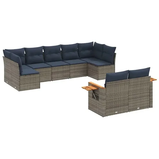Zestaw mebli ogrodowych modułowych szary rattan PE 62 x 62 x 69 cm