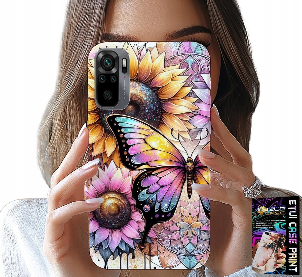 ETUI DO XIAOMI NOTE 10 / 10S - SŁONECZNIK Z MOTYLKIEM, OBUDOWA + FOLIA