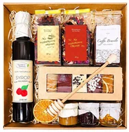 Zestawy upominkowe - KOSZ ZESTAW PREZENTOWY PREZENT UPOMINEK HERBATA MIÓD PIERNIKI KONFITURA - miniaturka - grafika 1