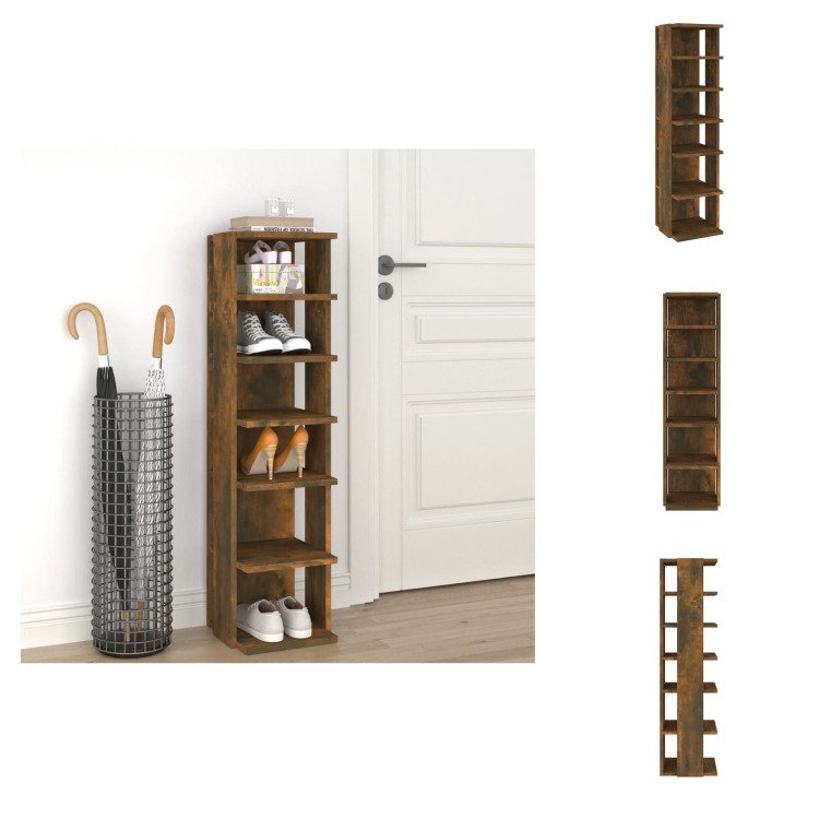 vidaXL Stojak na buty dąb wędzony 27,5x27x102 cm materiał drewnopochodny - Stojaki i szafki na buty