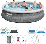 Baseny ogrodowe - Zestaw basenowy - Bestway Fast Set 457x107 cm Okrągły - Rattan - miniaturka - grafika 1