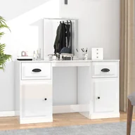 Toaletki - vidaXL Toaletka z lustrem, biała, wysoki połysk, 130x50x132,5 cm - miniaturka - grafika 1