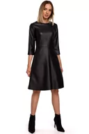 Sukienki - M541 Sukienka ze sztucznej skóry - czarna (kolor czarny, rozmiar L) - miniaturka - grafika 1