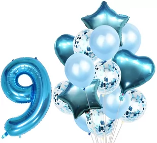 Zestaw Balonów Rocznica 9 Urodziny Hel Party 15Szt - Balony i akcesoria - miniaturka - grafika 1