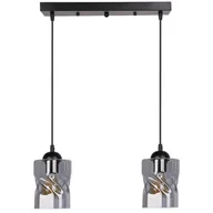 Lampy sufitowe - Czarna podwójna lampa szkło dymione - Z24 W3-F10 - miniaturka - grafika 1