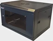 Szafy rack - Szafa Lexi-NET 19" szafa ścienna 12U 600x450, nosność 60 kg, szklane drzwi, rozłożony, czarny LN12U-60/45-B - miniaturka - grafika 1