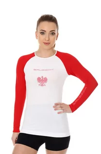 Koszulki sportowe damskie - Koszulka termoaktywna damska z długim rękawem Brubeck 3D Husar PRO LS13200 biało-czerwony - grafika 1